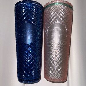 Starbucks Textured Blue and Pink Tumblers